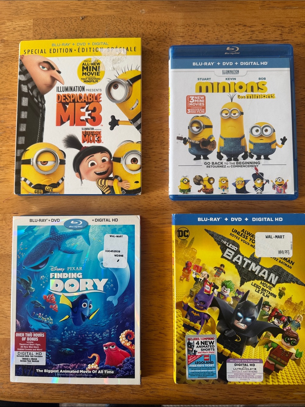 Assorted Animated Blu-ray & DVD Movies — Yellow, Blue, Gold Covers
